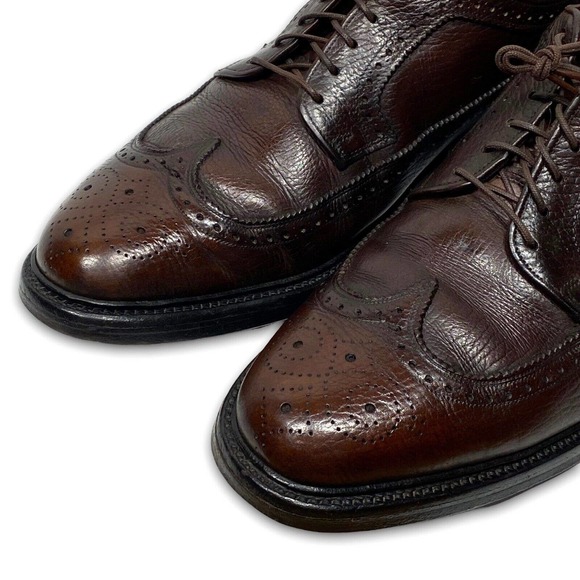 Vintage 70s Mens Towncraft Brown Leather Longwing Oxfords Size 10 D V-Cleat - Picture 10 of 13